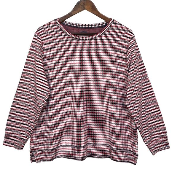Lands' End Pullover‎ Sweater Women Size PL Red Houndstooth Knit Long Sleeve - Picture 1 of 7